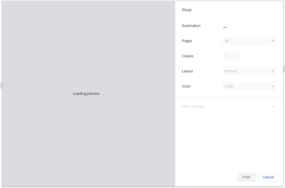 Google Chrome – Hanging on Print Preview – LRS Computers